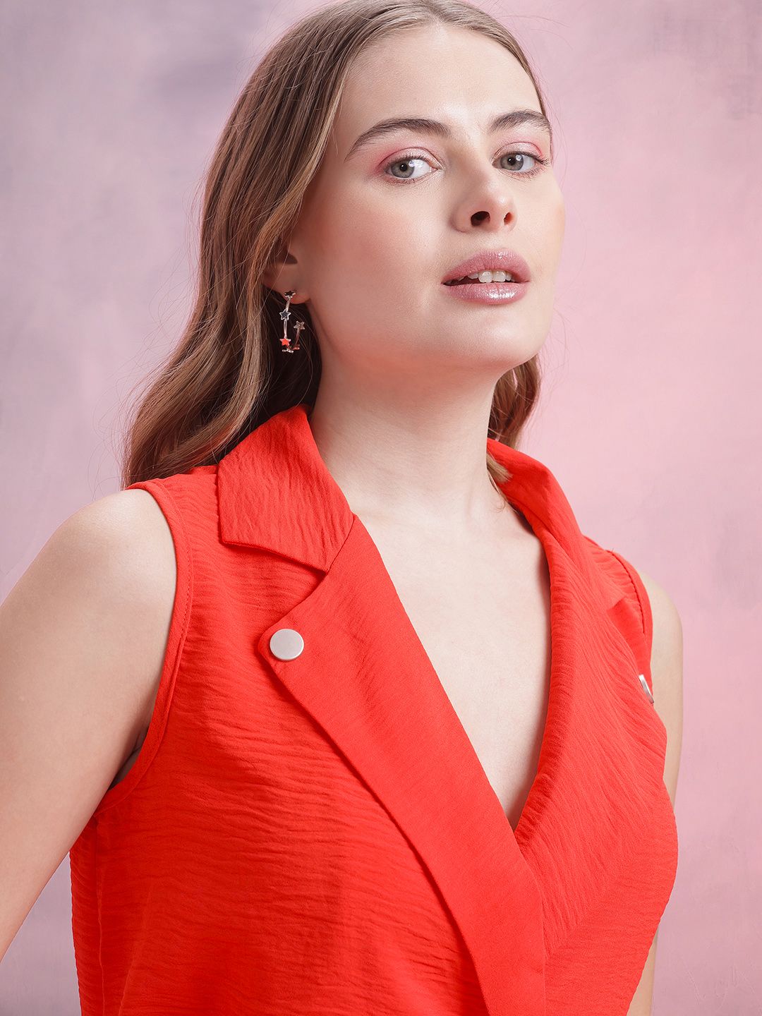 DressBerry Crinkled Effect Notched Lapel Collar Playsuit with Belt