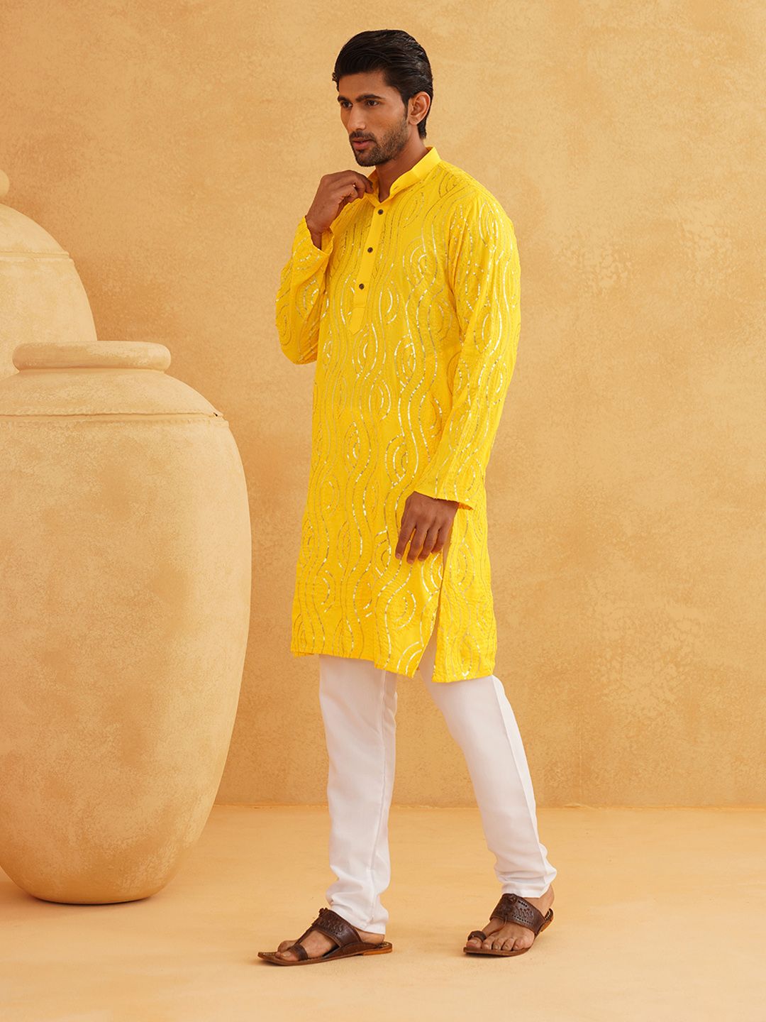 SOJANYA Kurta Lurus Bersulam Labuci Tulen Bersulam Unik dengan Churidar