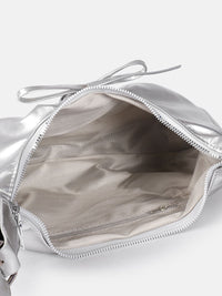 DressBerry Textured Half Moon Shoulder Bag with Bow Detail