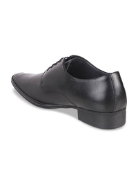 Metro Men Black Textured Leather Formal Derbys