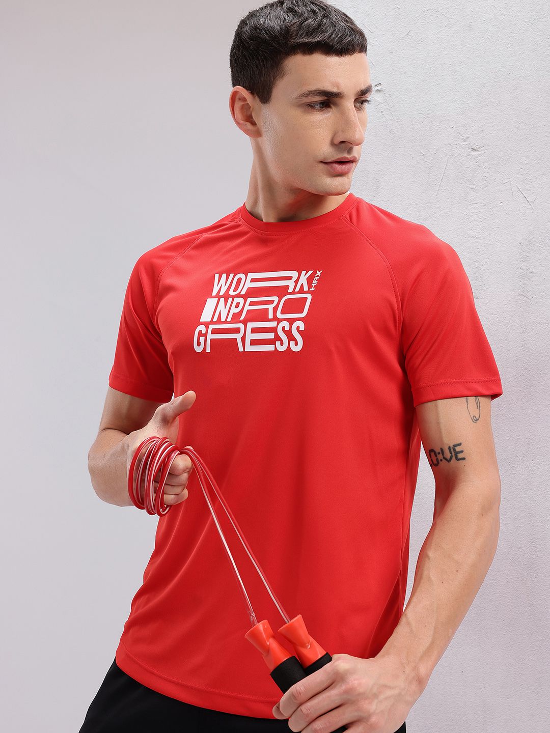 HRX by Hrithik Roshan Typography Print Rapid-Dry Training T-shirt