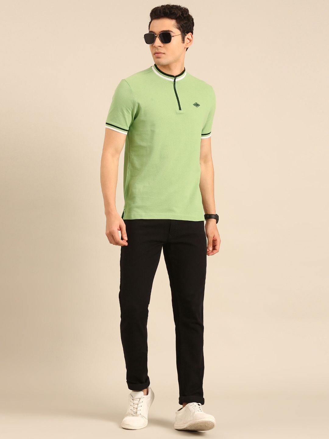 Being Human Mock Collar Pure Cotton T-shirt