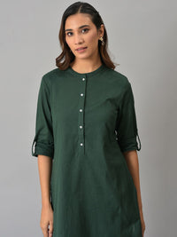 W Women Green Thread Work Kurta