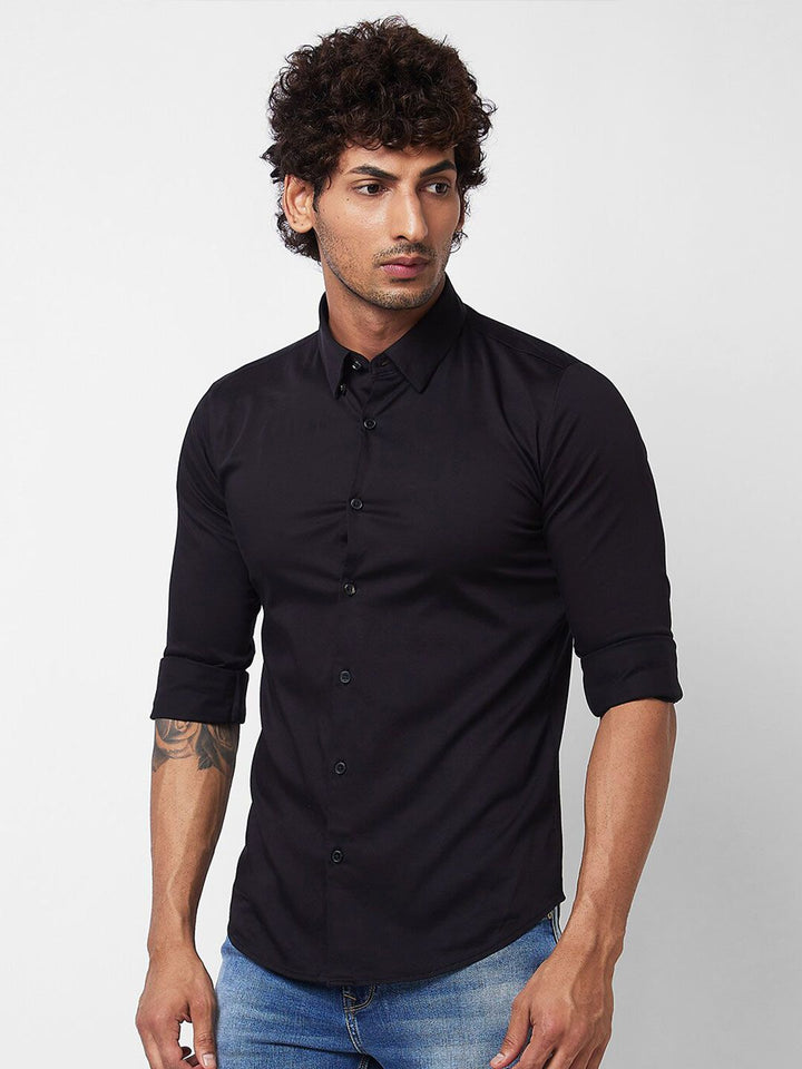 SPYKAR Spread Collar Long Sleeves Cotton Casual Shirt
