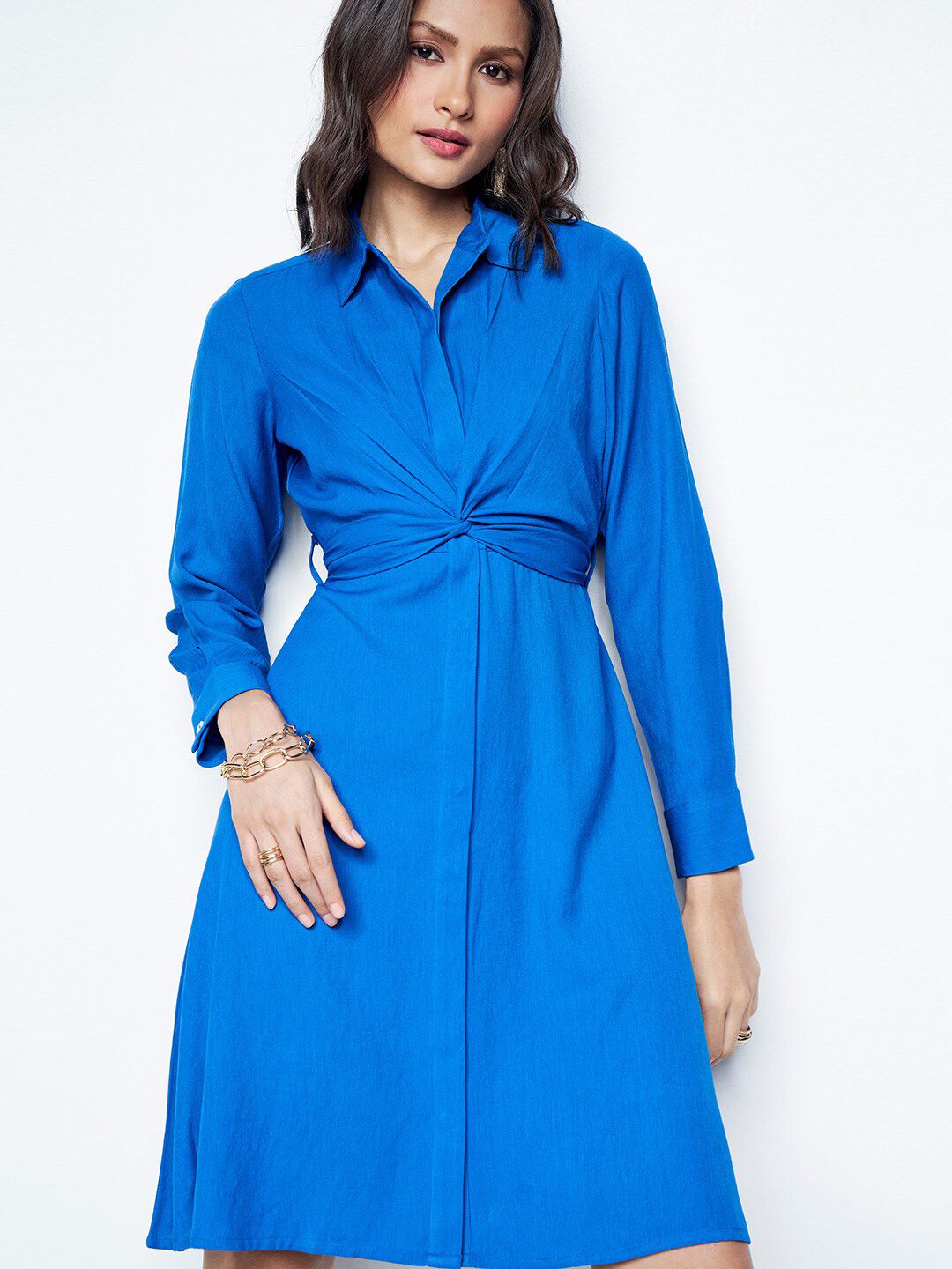 AND Shirt Collar Shirt Dress