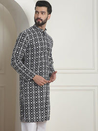 SOJANYA Geometric Printed Mandarin Collar Long Sleeves Cotton Thread Work Kurta