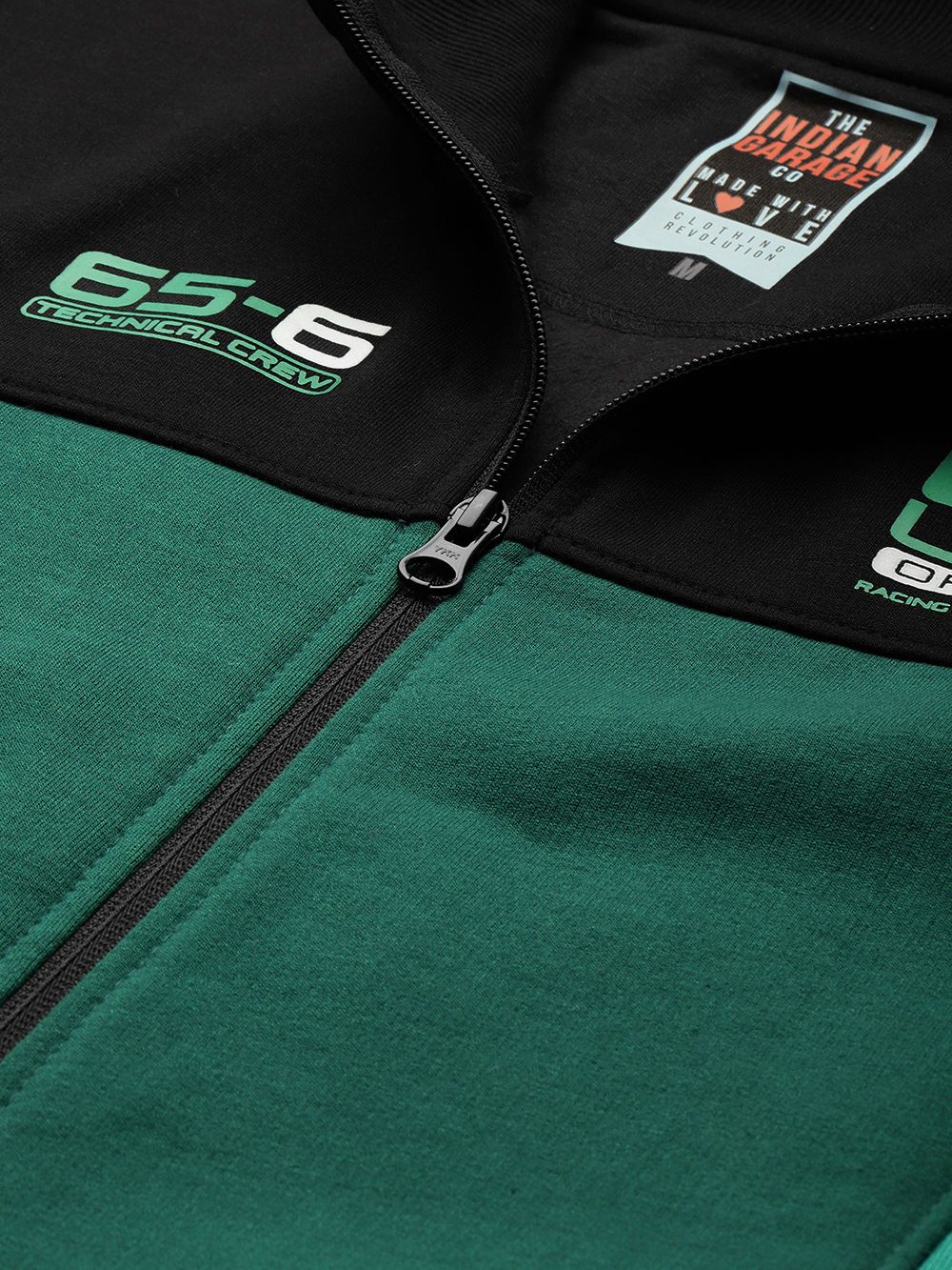 The Indian Garage Co Men Black & Green Colourblocked Sweatshirt