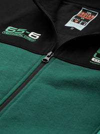 The Indian Garage Co Men Black & Green Colourblocked Sweatshirt