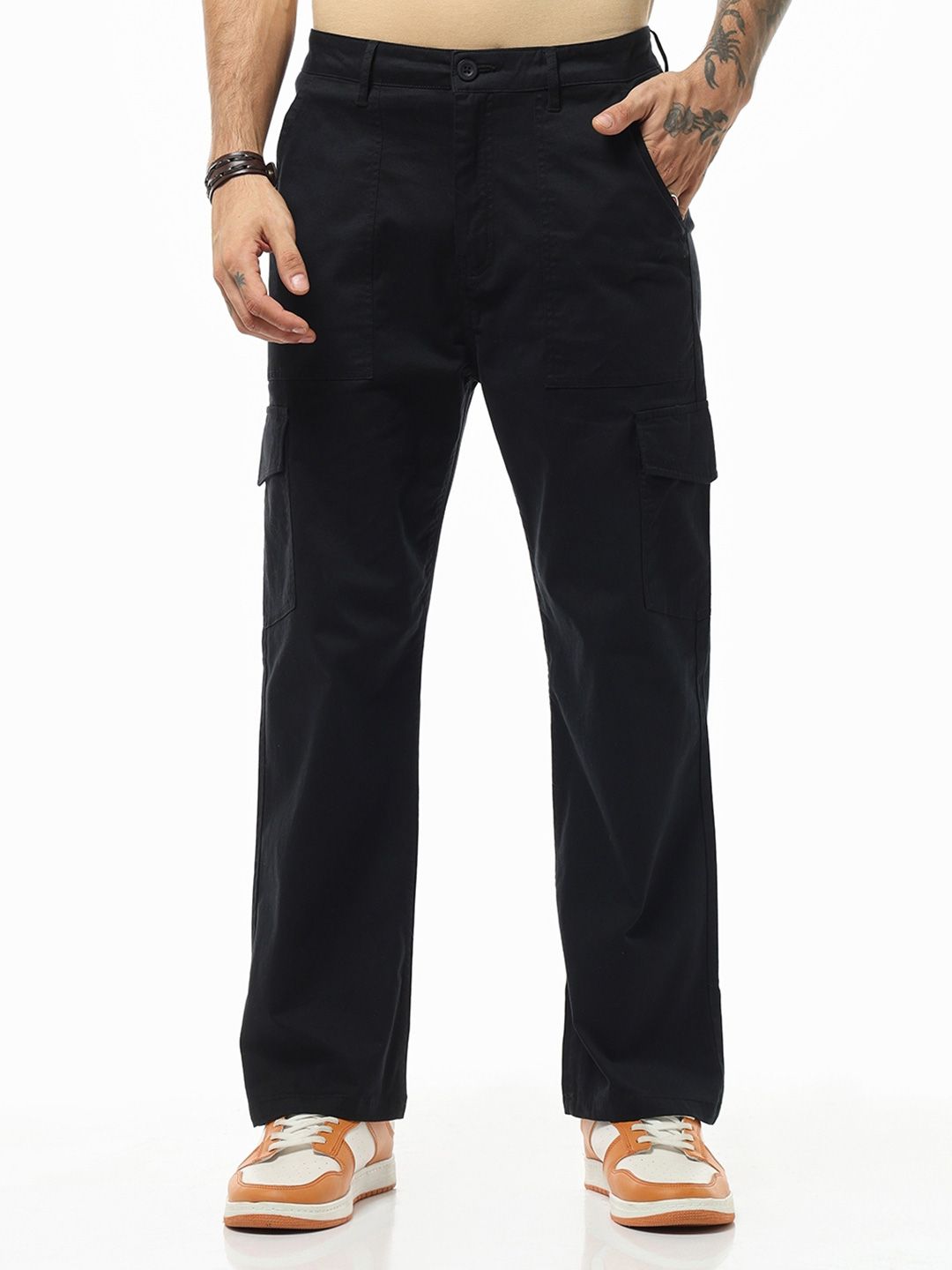 Bewakoof Men Straight Fit Cargo Trousers