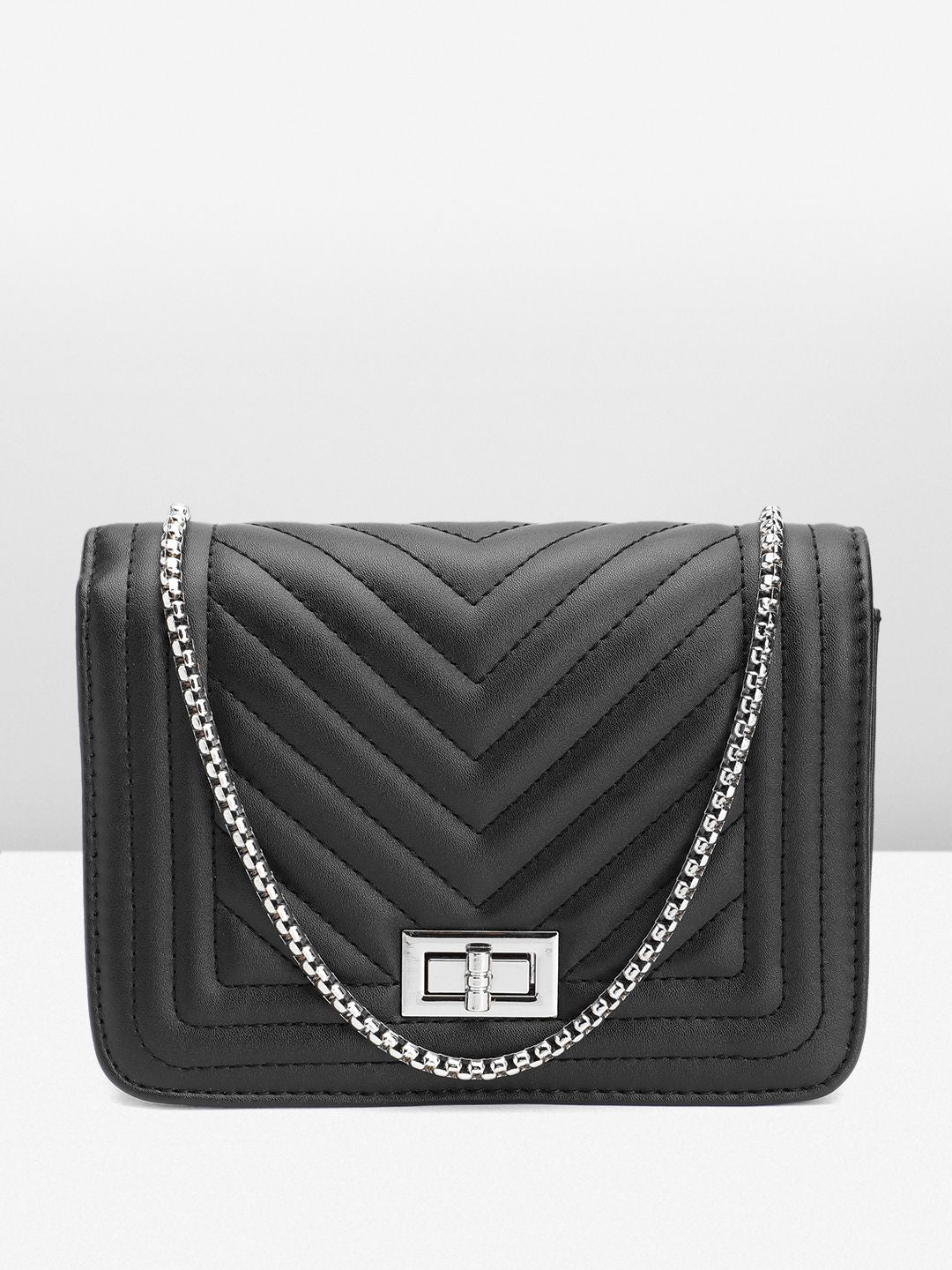 Lino Perros Geometric Textured Structured Sling Bag with Quilted Detail