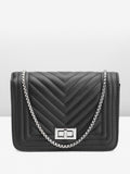 Lino Perros Geometric Textured Structured Sling Bag with Quilted Detail