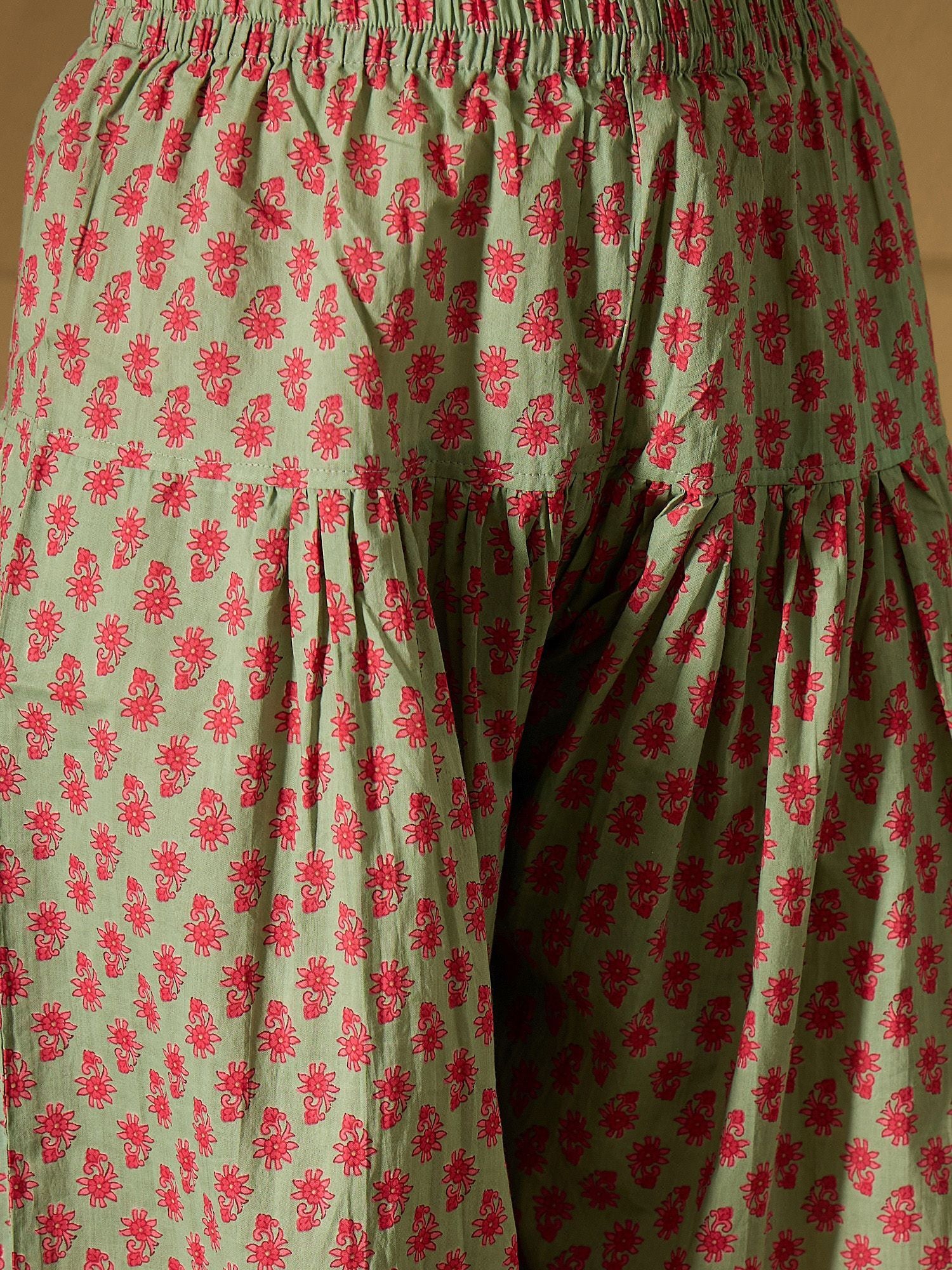 Indo Era Floral Printed Pure Cotton Kurta Straight Kurta With Salwar And Dupatta