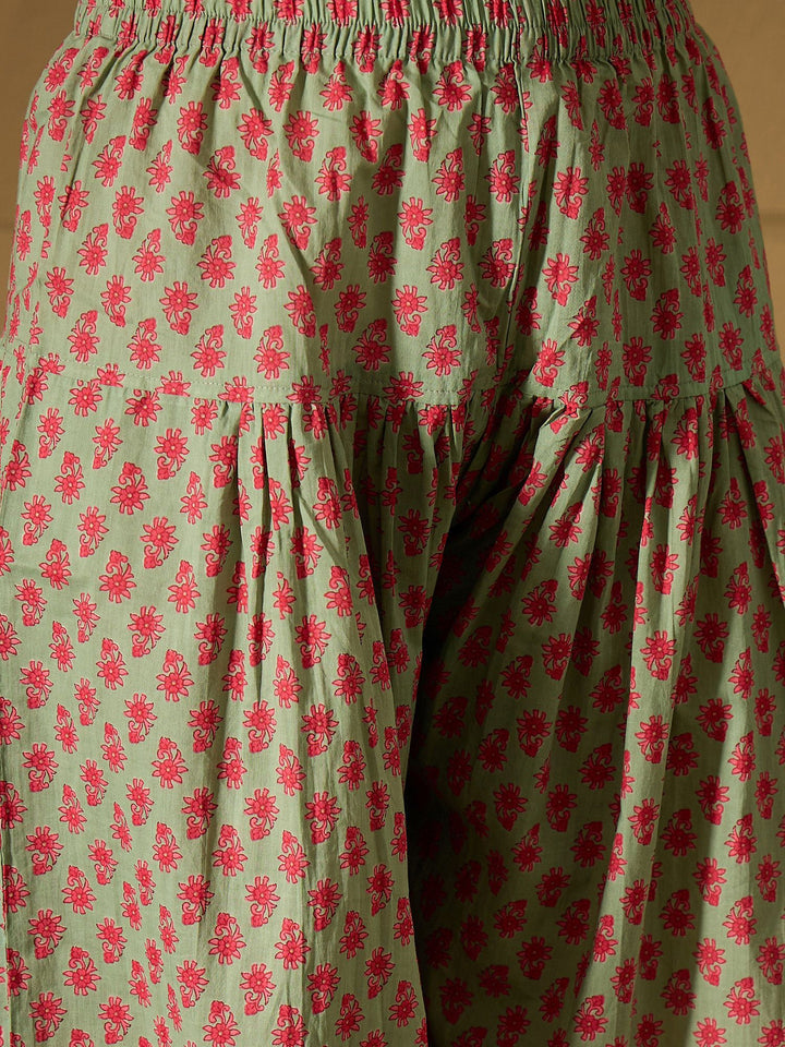 Indo Era Floral Printed Pure Cotton Kurta Straight Kurta With Salwar And Dupatta