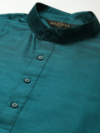 SOJANYA Men Green Ethnic Motifs Embroidered Thread Work Kurta with Churidar