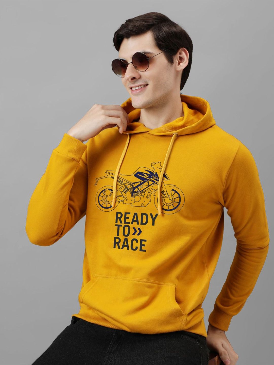 ADRO Men Printed Hooded Pullover Sweatshirt