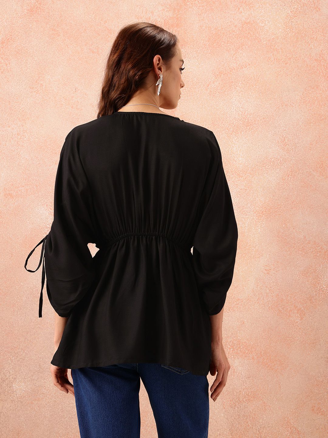 all about you Flared SleeveTie Up Detail Wrap Top