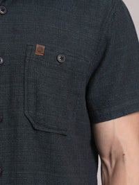 LOCOMOTIVE Premium Dobby Textured Checked Utility Cotton Pocket Regular Shirt