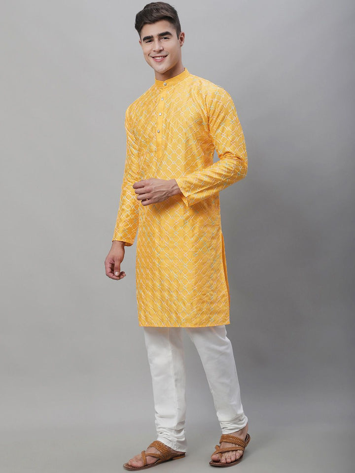 SOJANYA Embroidered Thread Work Silk Cotton Kurta with Churidar