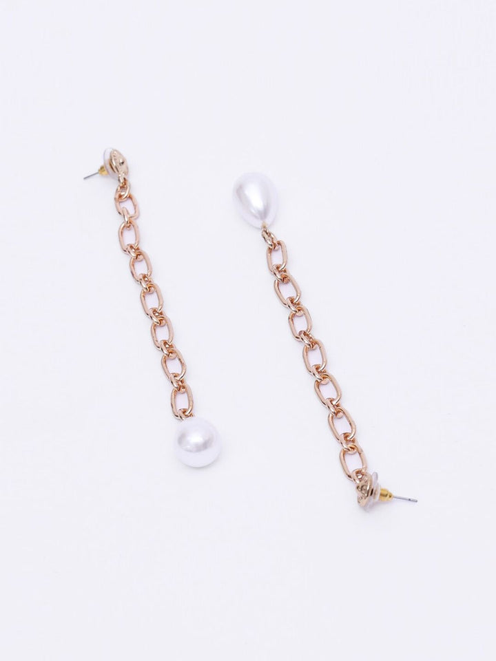 VOGUE PANASH- Gold-Plated White Beaded Contemporary Drop Earrings