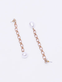 VOGUE PANASH- Gold-Plated White Beaded Contemporary Drop Earrings