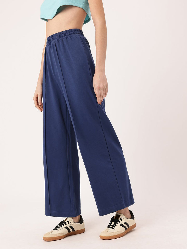 DressBerry Women Inky Minimalist Mood Flared Wide Leg Knit Trousers