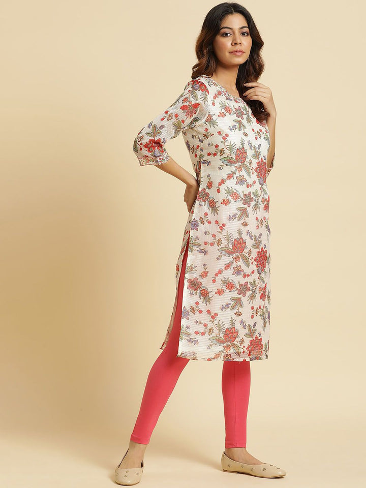 W Women Floral Printed Straight Kurta
