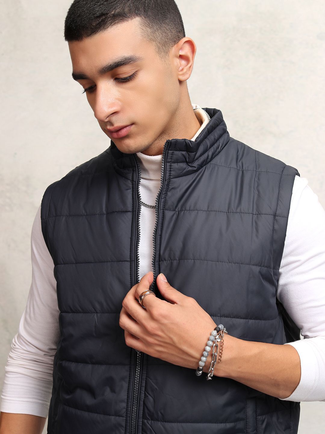 HIGHLANDER Men Navy Classic Quilted Puffer Jacket