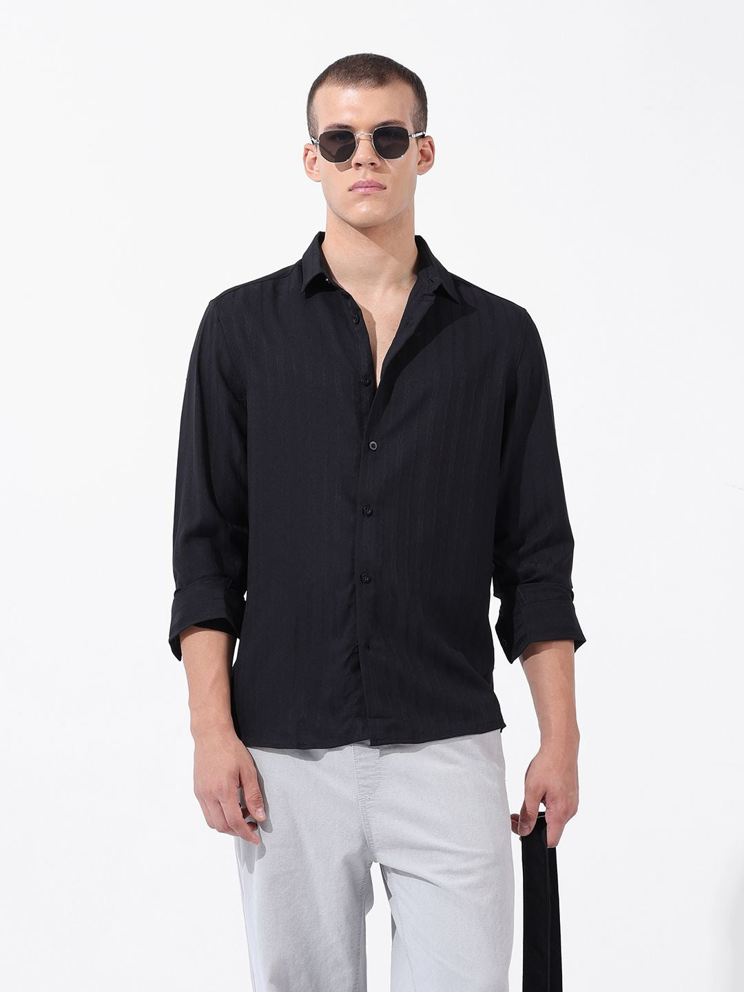 The Indian Garage Co Men Regular Fit Textured Resort Wear Shirt