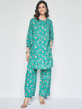 Global Desi Women Floral Printed Regular Kurta with Trousers