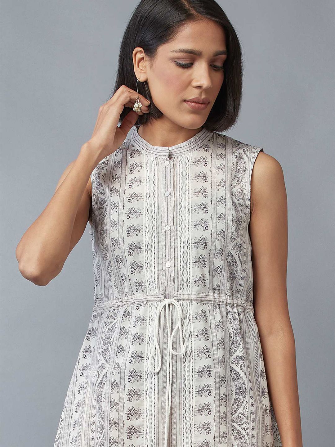 W Women White Ethnic Motifs Midi Dress