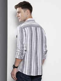 The Indian Garage Co Men Slim Fit Striped Double Flap Casual Shirt