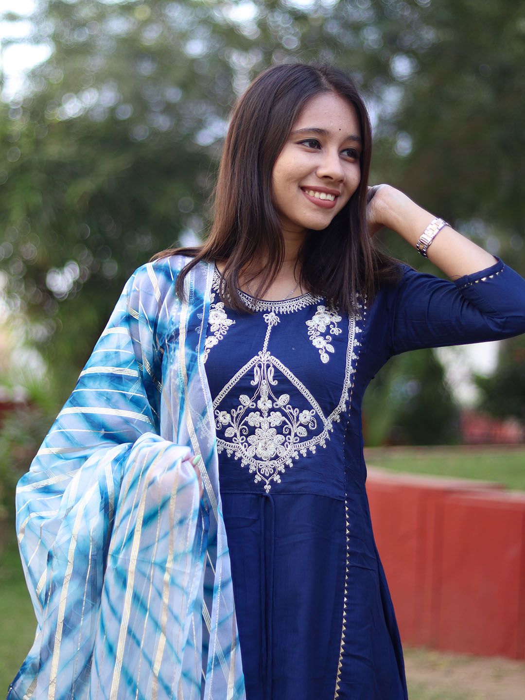 KALINI Women Ethnic Motifs Yoke Design Gotta Patti Kurta with Palazzos & With Dupatta