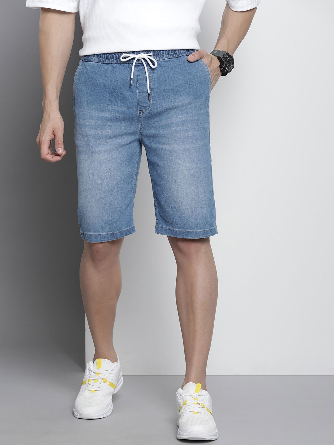 The Indian Garage Co Men Faded Denim Shorts