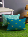 STITCHNEST Blue & Green Set of 2 Floral Rectangle Cushion Covers