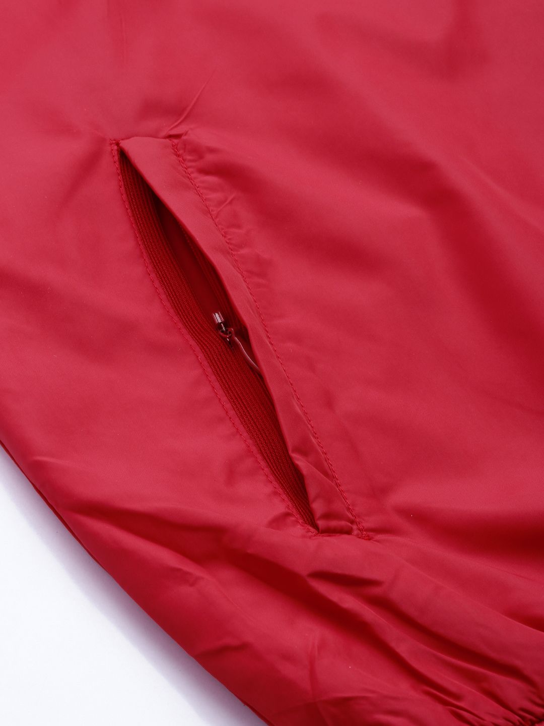 The Indian Garage Co Men Red & White Colourblocked Windcheater Jacket