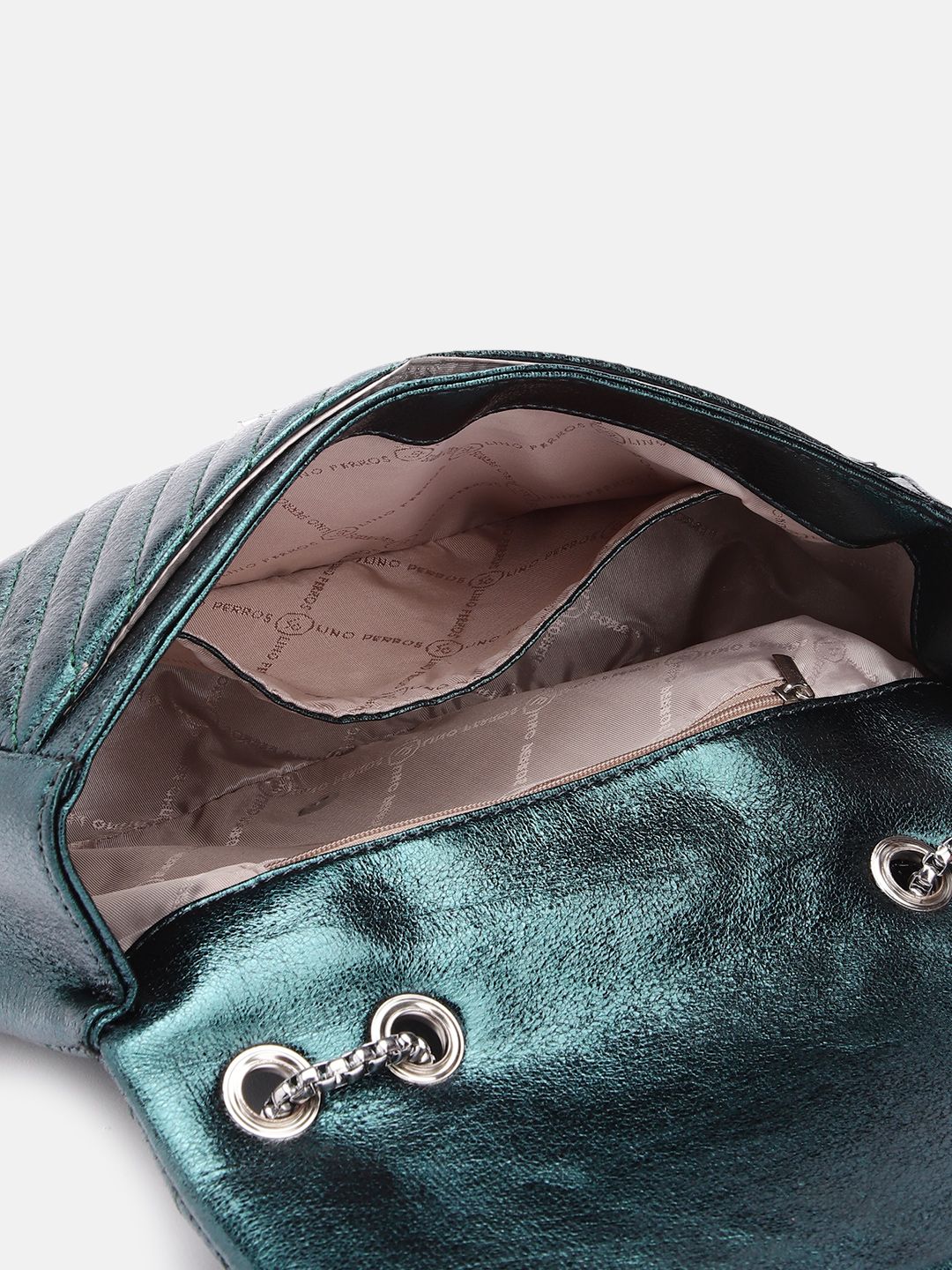 Lino Perros Textured Quilted Detail Structured Sling Bag with Sheen Effect