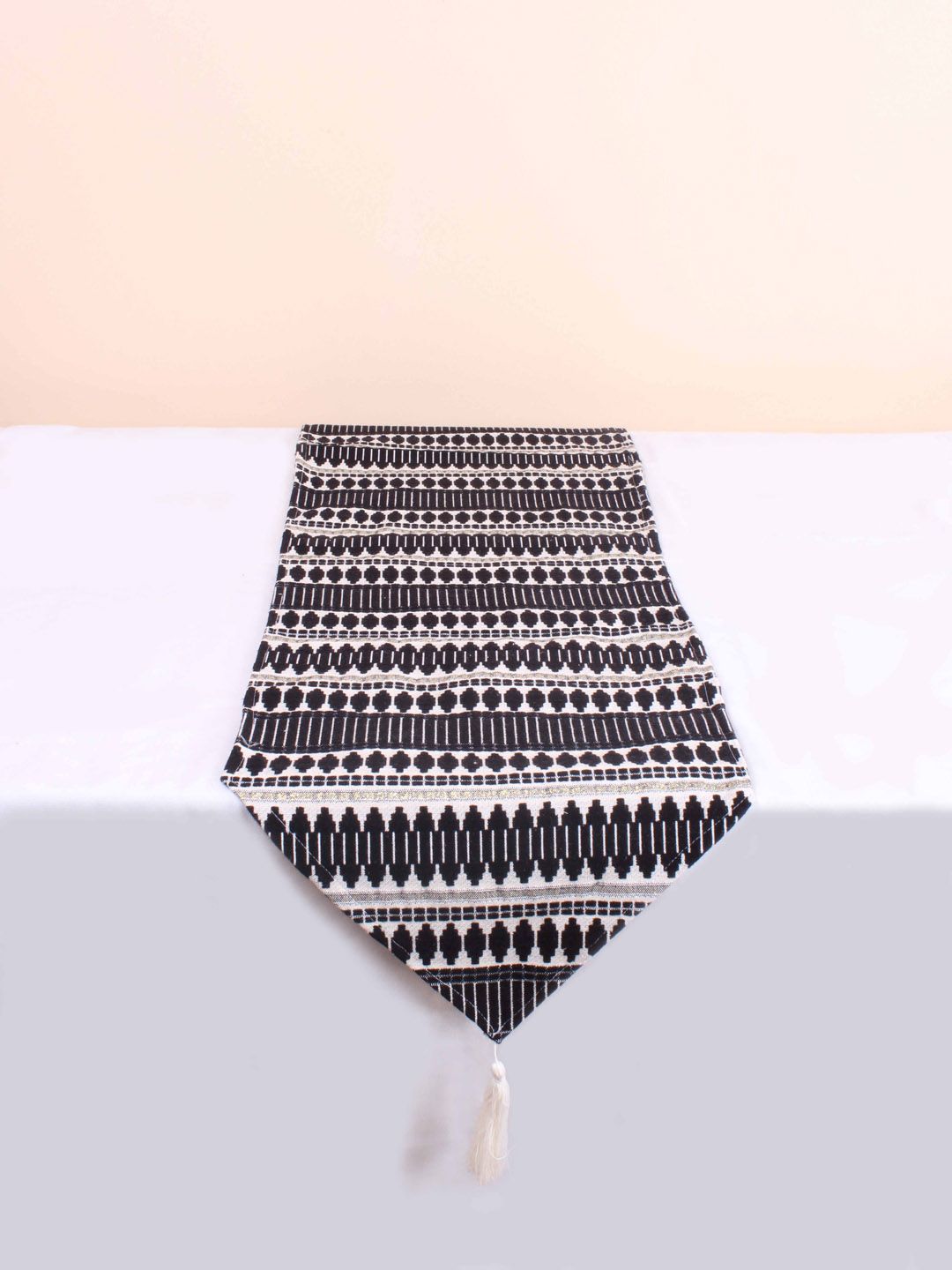 STITCHNEST Black & White Striped Acrylic Table Runner