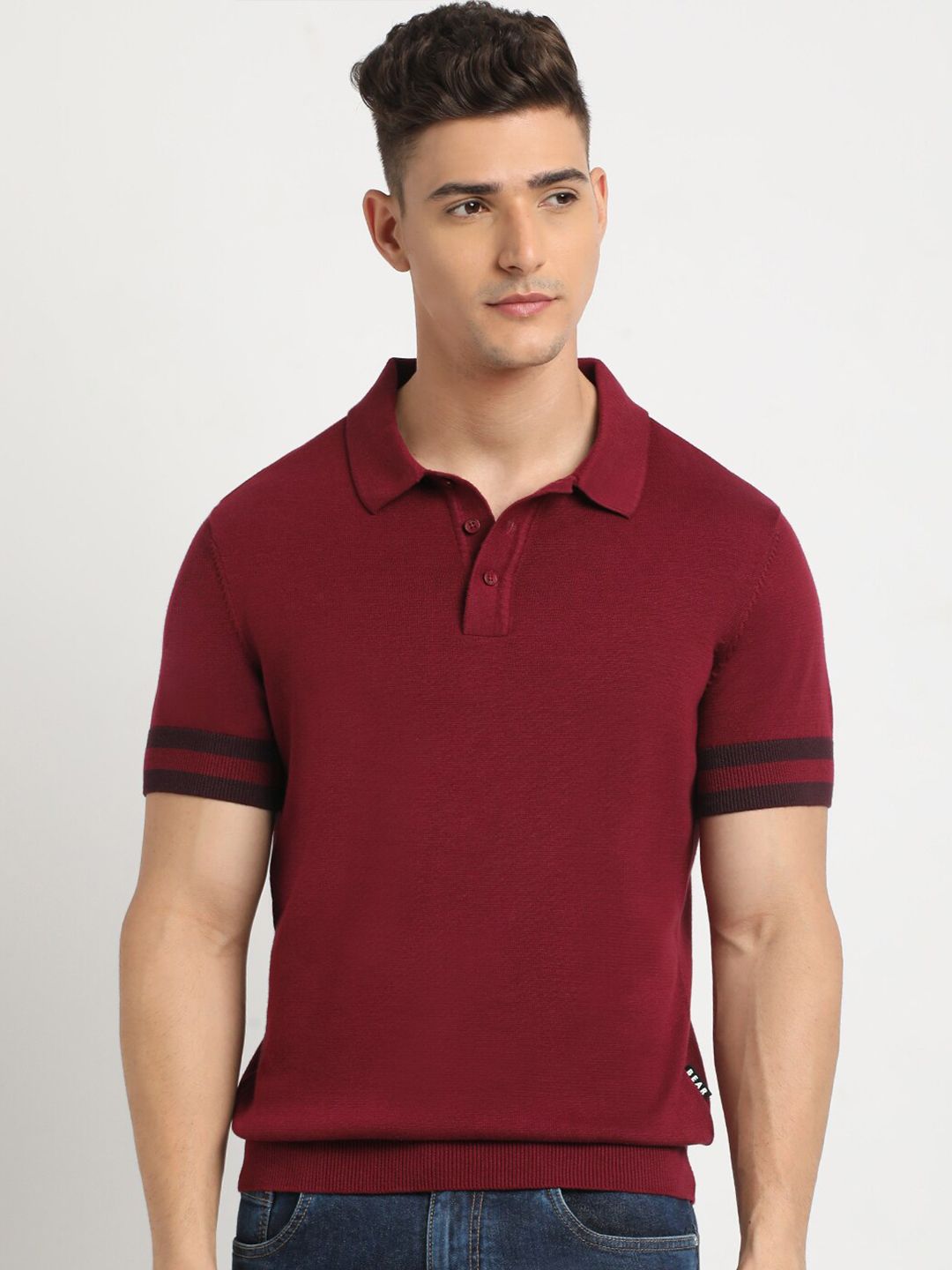 THE BEAR HOUSE Polo Collar Short Sleeves Cotton T-shirt