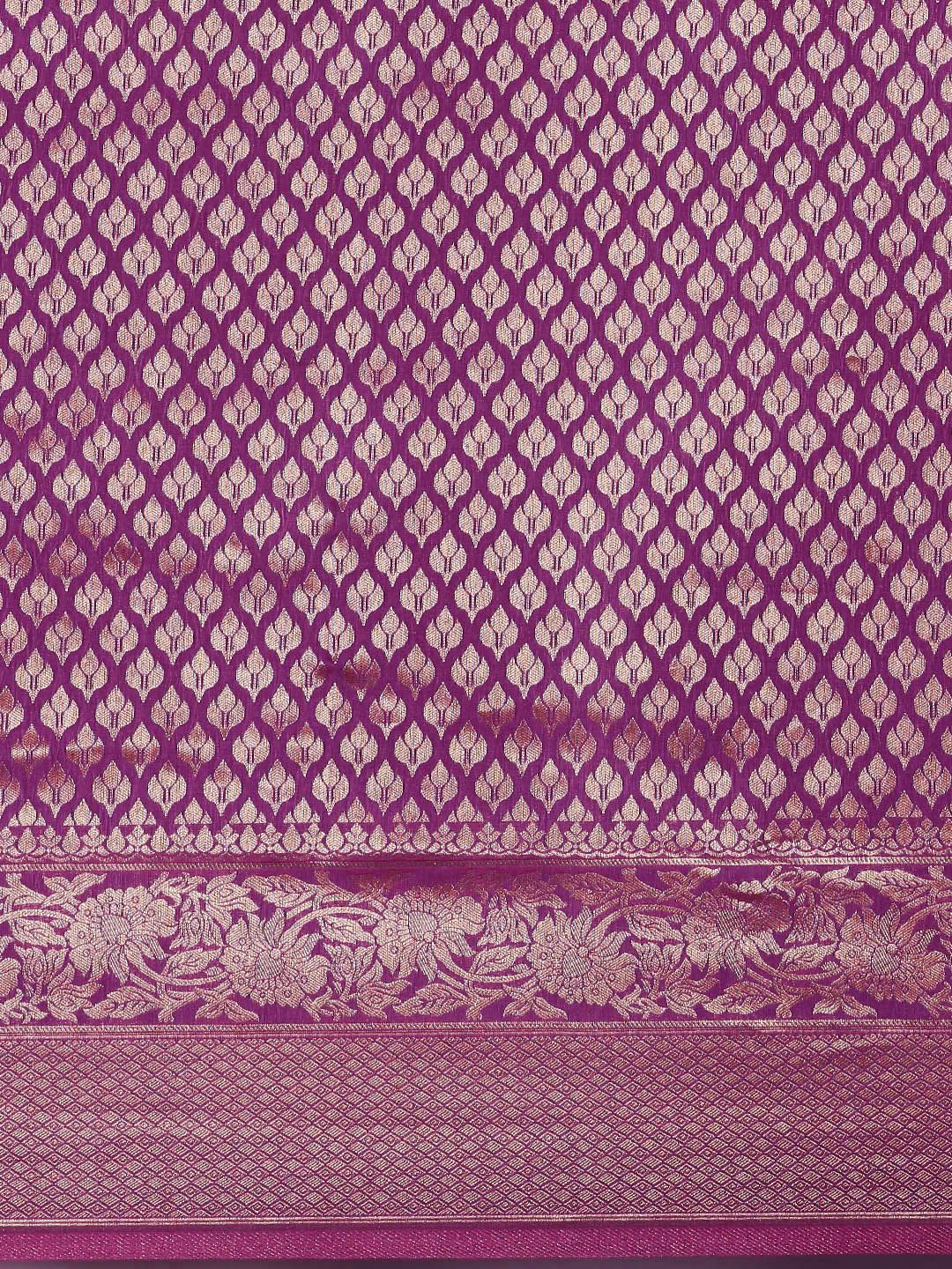 Saree mall Purple Ethnic Motifs Zari Silk Blend Banarasi Sarees