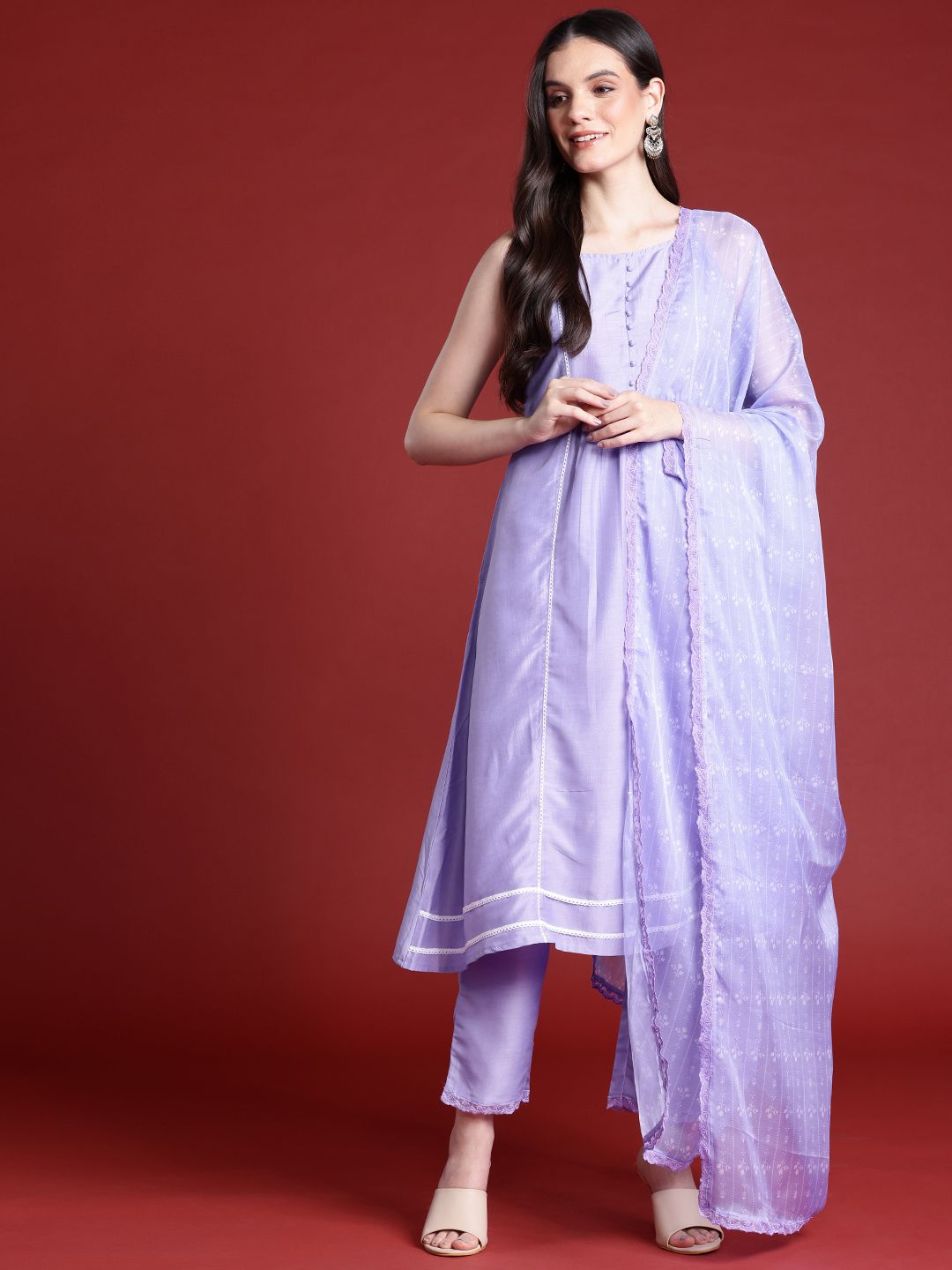 Anouk Women A-Line Kurta with Trousers & Dupatta