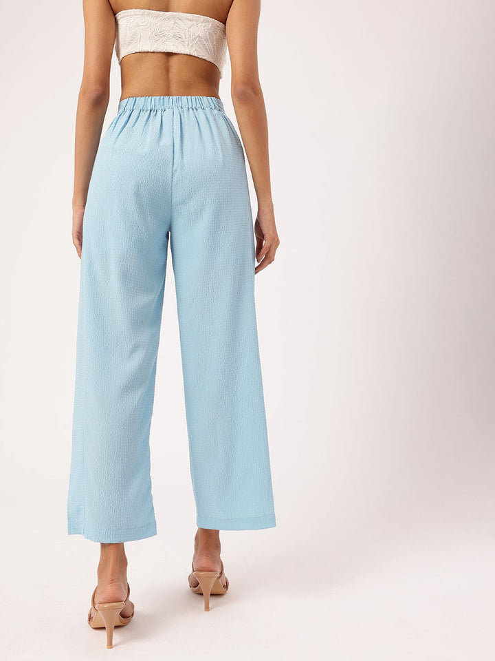 Women Feminine Cool & Classic Crisp Seersucker Pleated Trousers