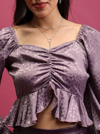 Tokyo Talkies Sweetheart Neck Bell Sleeve Ruched Ruffled Top