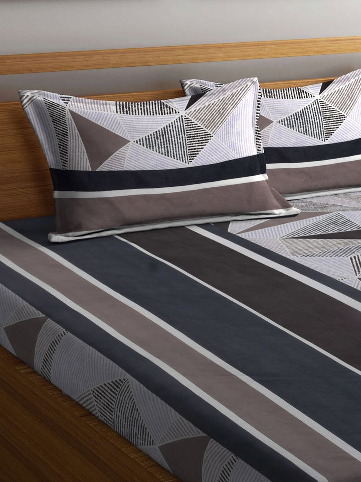 Myntra Elegant Homes White 300 TC Fitted King Cadar Halus & 2 Sarung Bantal: 250X220 sm