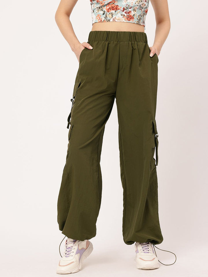 DressBerry Women Rugged Layers Cargo Style Parachute Trousers
