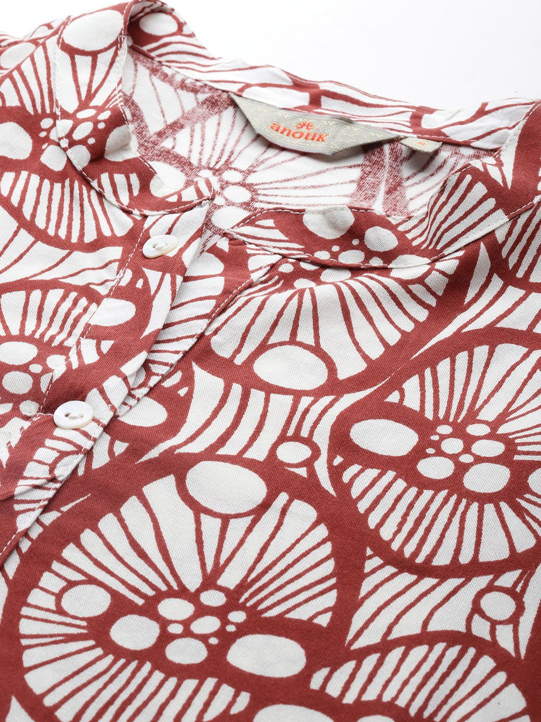 Anouk Ethnic Motifs Printed Mandarin Collar Straight Kurta