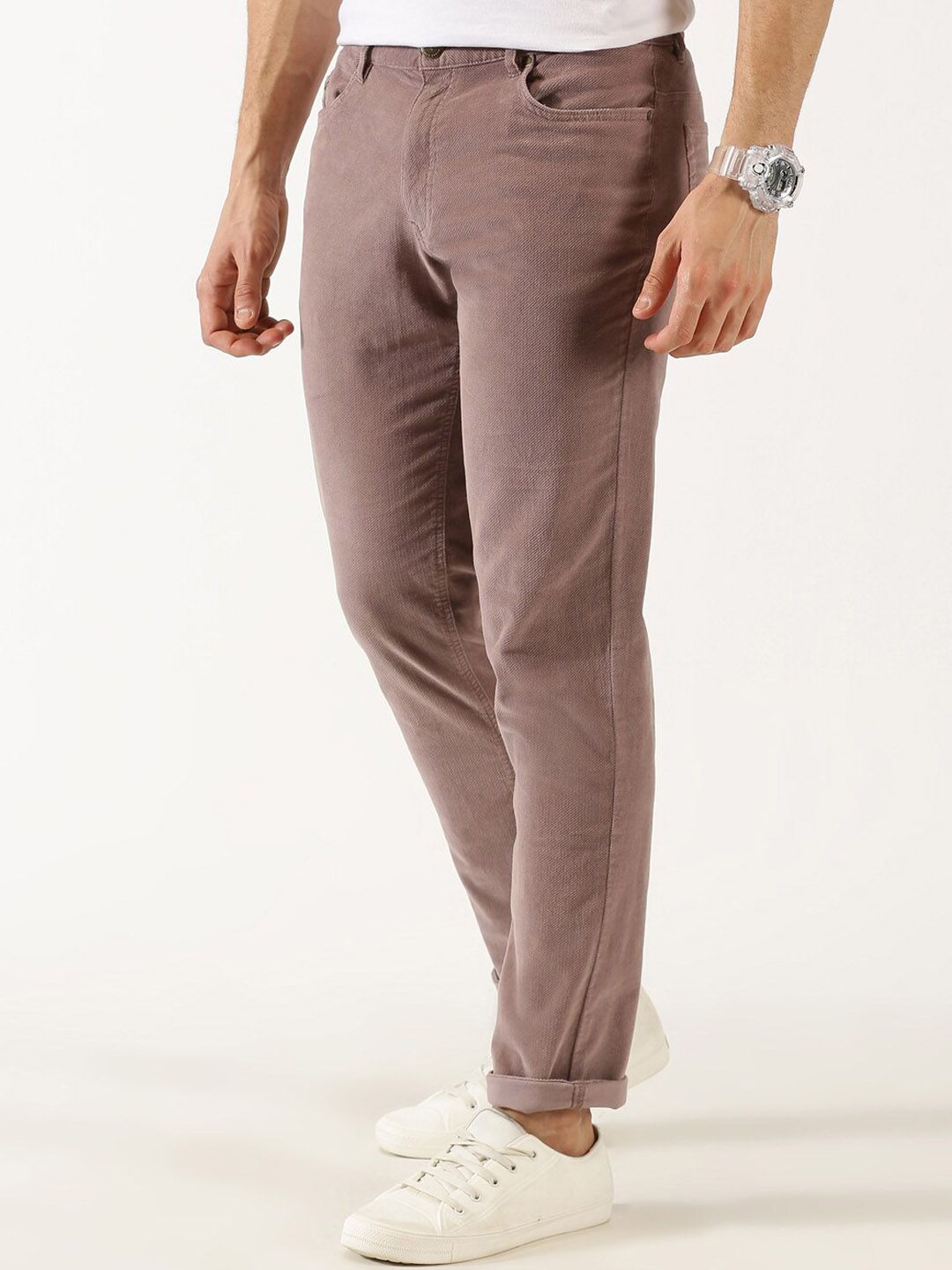 Thomas Scott Men Regular Fit Corduroy Chinos Trousers