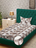 Myntra Elegant Homes Brown Geometric 400 TC Single Bedsheet with 1 Pillow Covers
