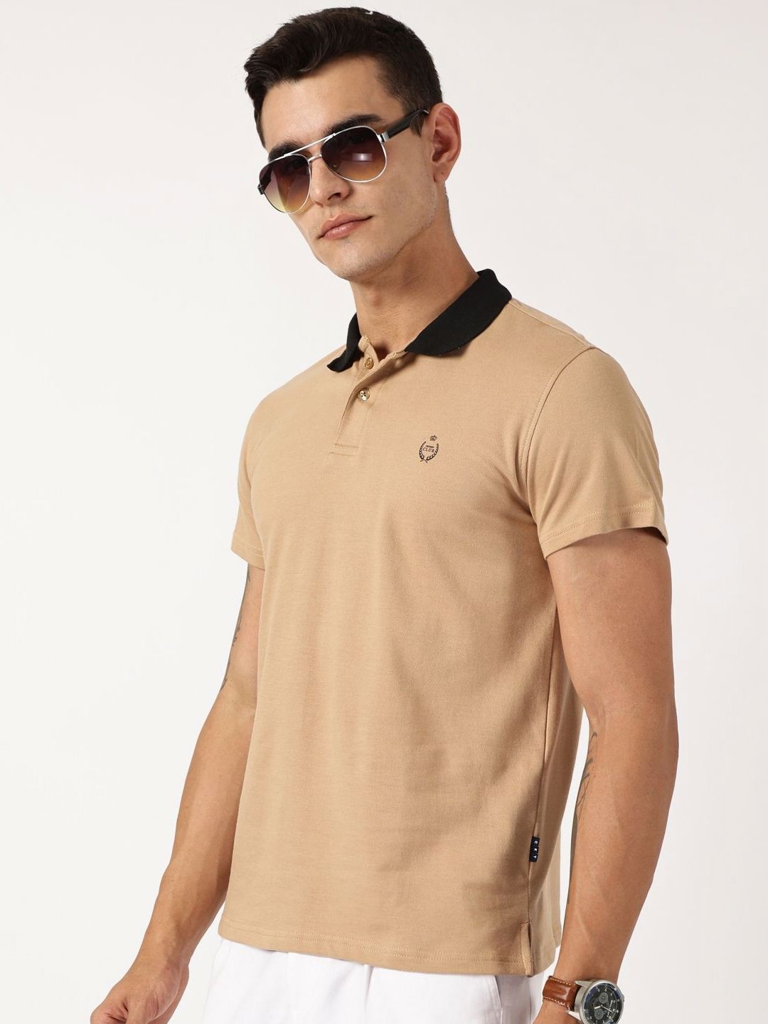 Thomas Scott Men Solid Polo Collar Cotton T-shirt