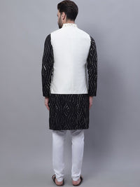 SOJANYA Embroidered Sequined Pure Cotton Kurta With Churidar With Nehru Jacket