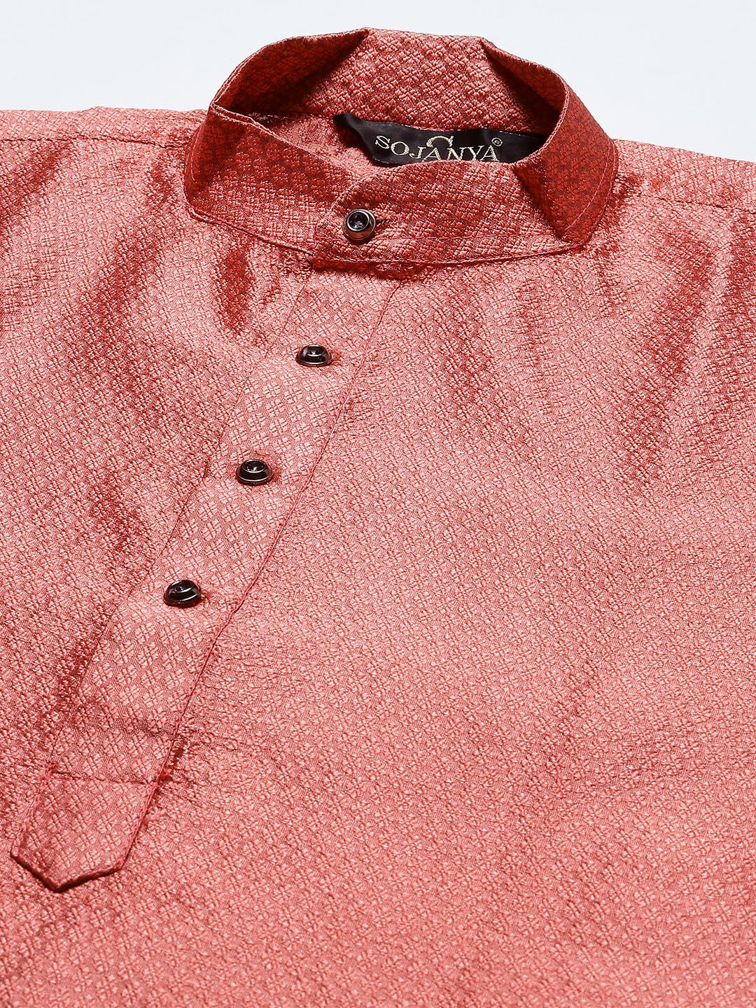SOJANYA Kurta Rekaan Sendiri Berwarna Peach Lelaki